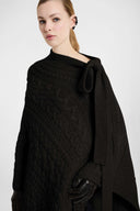Pure cashmere cable-knit poncho in Black