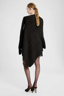 Pure cashmere cable-knit poncho in Black