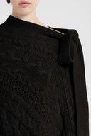 Pure cashmere cable-knit poncho in Black