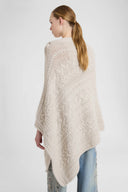 Pure cashmere cable-knit poncho in Mélange Beige