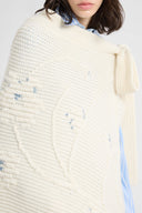 Long Pure Cashmere Poncho with Hand-Made Couture Embroidery