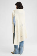 Long Pure Cashmere Poncho with Hand-Made Couture Embroidery