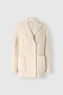 Oversized cardigan coat in pure virgin wool and lace