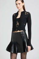 Pure virgin wool shirt with lace and crystal details