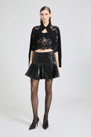 Pure virgin wool shirt with lace and crystal details