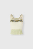 Wool, cashmere and silk jacquard top with Nordic motif