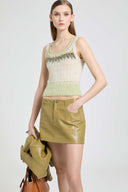 Wool, cashmere and silk jacquard top with Nordic motif