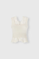 Top in cashmere rasato con dettagli in pizzo effetto layer