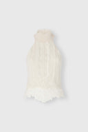 Pure cashmere halter top with valencienne lace