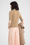 Pure cashmere polo in Mélange Camel
