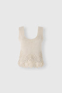 Top en pur cachemire avec finition en dentelle