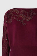 Pure cashmere crewneck sweater with rebrodé lace and crystals