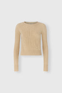 Long-sleeved pure cashmere sweater with cable-knit and openwork detailing