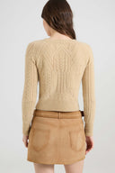 Long-sleeved pure cashmere sweater with cable-knit and openwork detailing