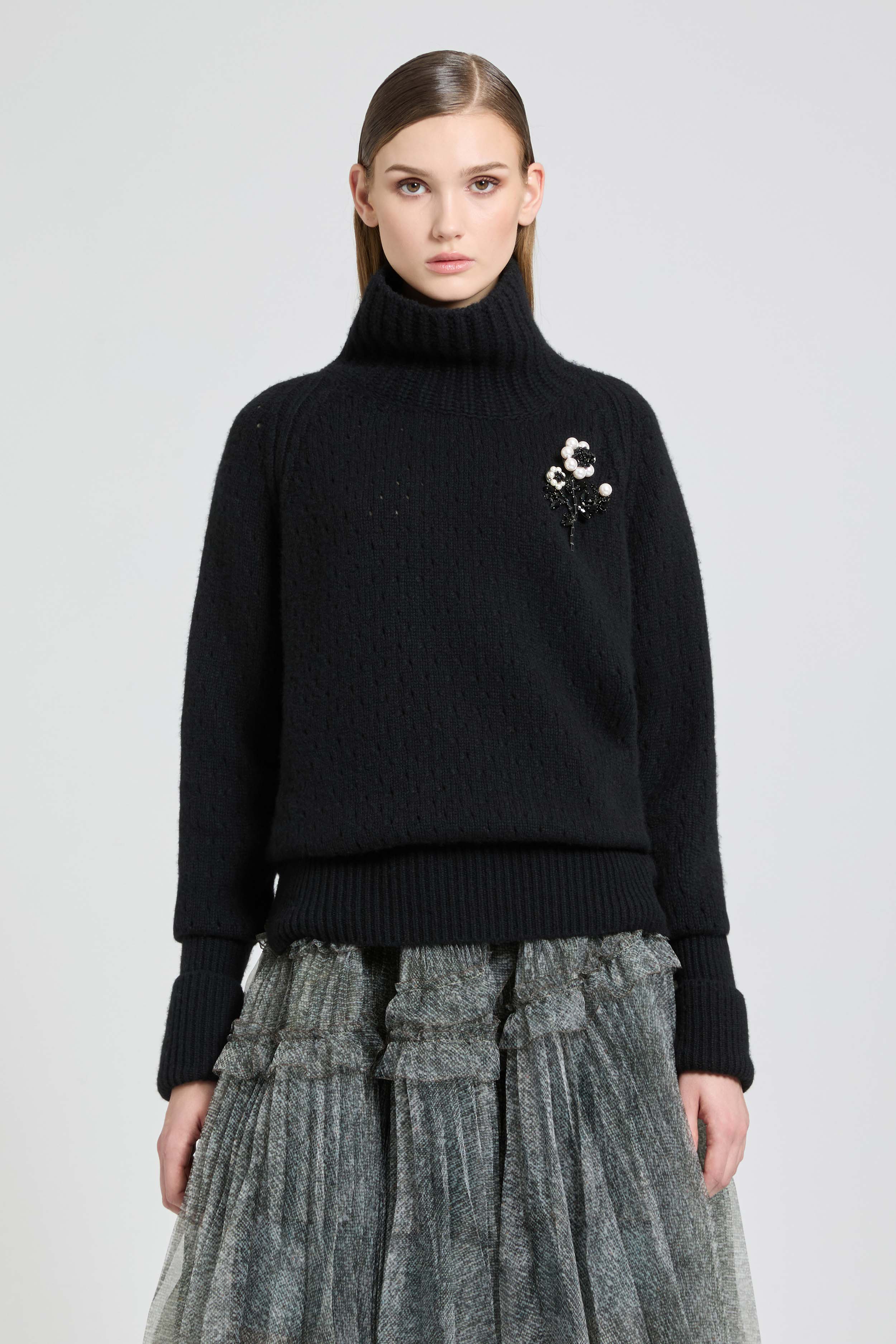 Oversized pure cashmere turtleneck sweater
