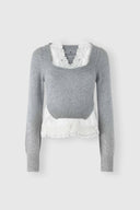Maglia in cashmere effetto layer con dettagli lingerie-inspired