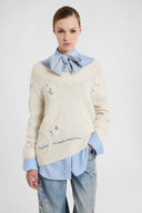 Pure Cashmere Sweater with Hand-Made Couture Embroidery
