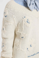 Pure Cashmere Sweater with Hand-Made Couture Embroidery
