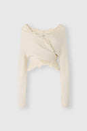Cardigan Incrociato in Puro Cashmere con Pizzo Couture
