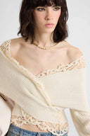 Cardigan Incrociato in Puro Cashmere con Pizzo Couture