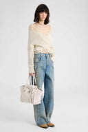 Cardigan Incrociato in Puro Cashmere con Pizzo Couture