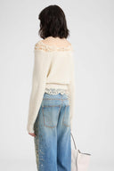 Cardigan Incrociato in Puro Cashmere con Pizzo Couture