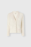 Pure cashmere V-neck cardigan with wool lace details