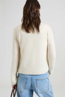 Pure cashmere V-neck cardigan with wool lace details