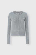 Pure cashmere cardigan with cable-knit, openwork detailing and baguette crystals