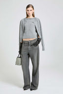 Pure cashmere cardigan with cable-knit, openwork detailing and baguette crystals
