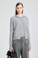 Pure cashmere cardigan with cable-knit, openwork detailing and baguette crystals