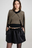 Check-pattern cashmere and wool cardigan with baguette micro crystals