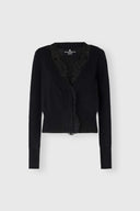 Pure cashmere deep V-neck cardigan with wool lace details