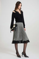 Pure cashmere deep V-neck cardigan with wool lace details