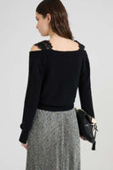 Pure cashmere deep V-neck cardigan with wool lace details