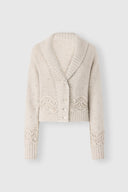 Cardigan in Puro Cashmere con Pizzo Rebrodé Couture