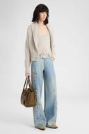 Cardigan in Puro Cashmere con Pizzo Rebrodé Couture