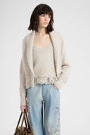 Cardigan in Puro Cashmere con Pizzo Rebrodé Couture