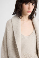 Cardigan in Puro Cashmere con Pizzo Rebrodé Couture