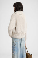 Cardigan in Puro Cashmere con Pizzo Rebrodé Couture