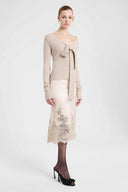 Pure Cashmere Cardigan with Front Bow Detail