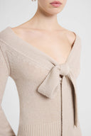 Pure Cashmere Cardigan with Front Bow Detail