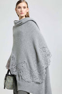Cashmere Stole with Wool Lace Trim