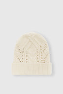 Virgin Wool Hat with Cable Knit Detail
