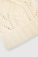 Virgin Wool Hat with Cable Knit Detail