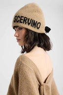 Bonnet en pur cachemire avec logo brodé contrasté