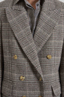 Midi Double-Breasted Coat in Houndstooth Wool Double Yarn-Dyed