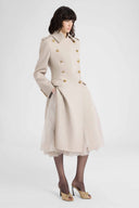 Oversized Double-Breasted Tailored Coat with Heraldic Buttons