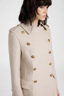 Oversized Double-Breasted Tailored Coat with Heraldic Buttons