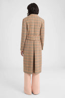 Double-Breasted Tailored Coat in Check Virgin Wool Double